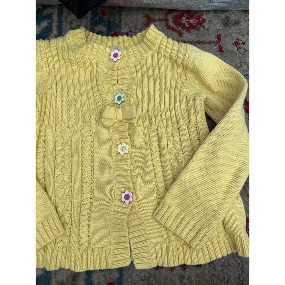 Gymboree Girls 2012 Yellow showers of flowers Cardigan Sweater Size small